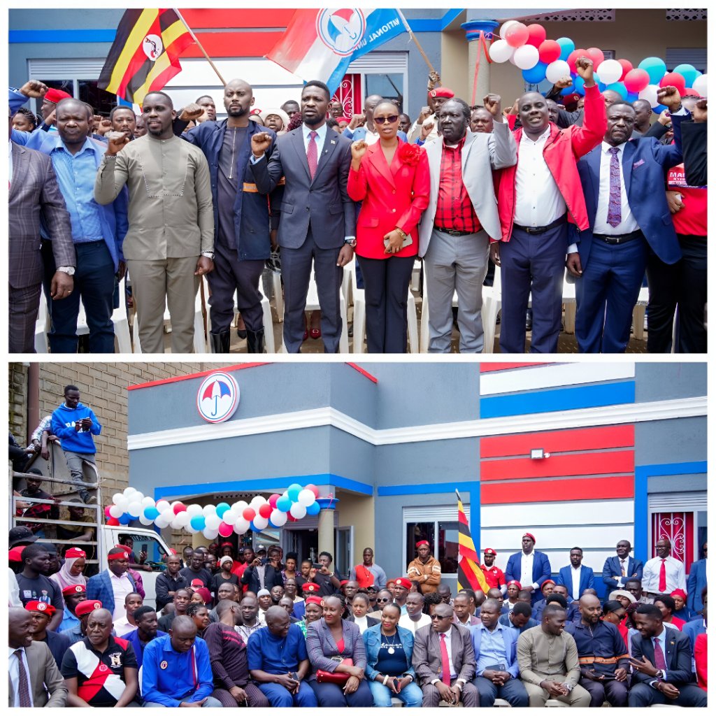 Bobi Wine with NUP leaders at the opening of the Eastern Uganda Headquarters in Iganga