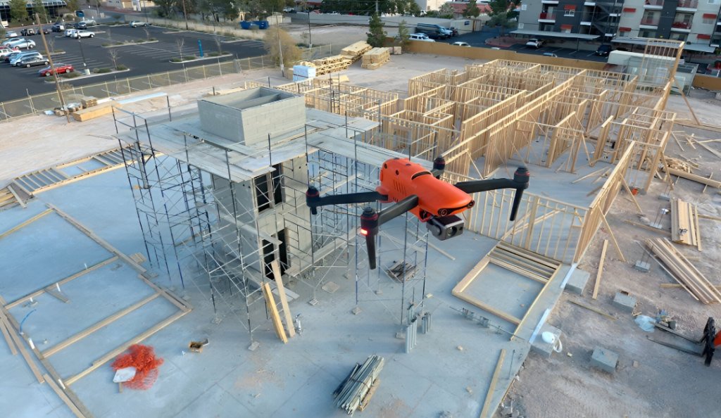 Drone flying over a construction site in Kampala Uganda 2025