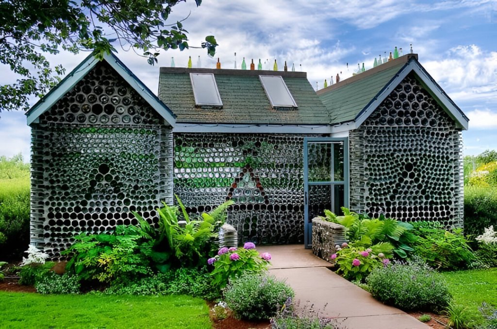 Eco-brick home in Uganda built from recycled plastic bottles