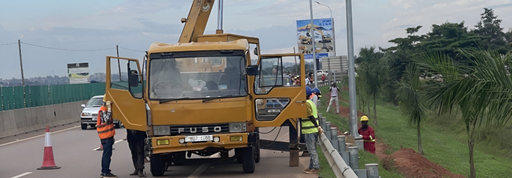 Kampala–Entebbe Expressway re-fencing works 2025 for road safety and infrastructure improvement in Uganda