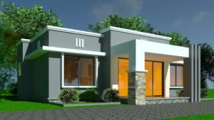 3-Bedroom Hidden Roof House Plan