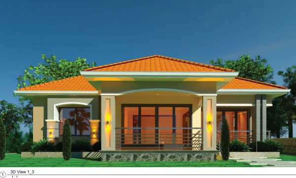 Modern 3-bedroom house design in Uganda, PDF floor plan download