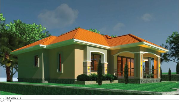 Modern 3-bedroom house design in Uganda, PDF floor plan download