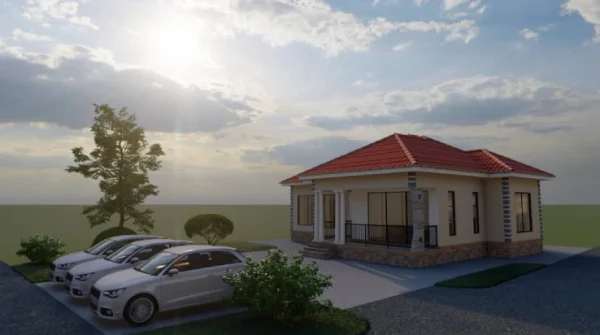 Elegant 3-Bedroom Bungalow House Plan - Image 2