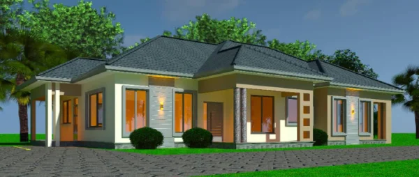 Modern 4-Bedroom Bungalow House Plan with Office - Image 2