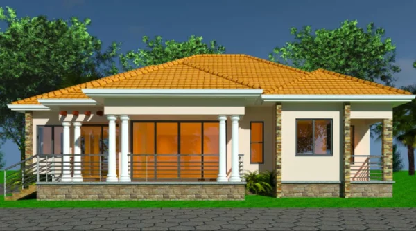 3-bedroom house plan in Uganda by Smeaton Constructions