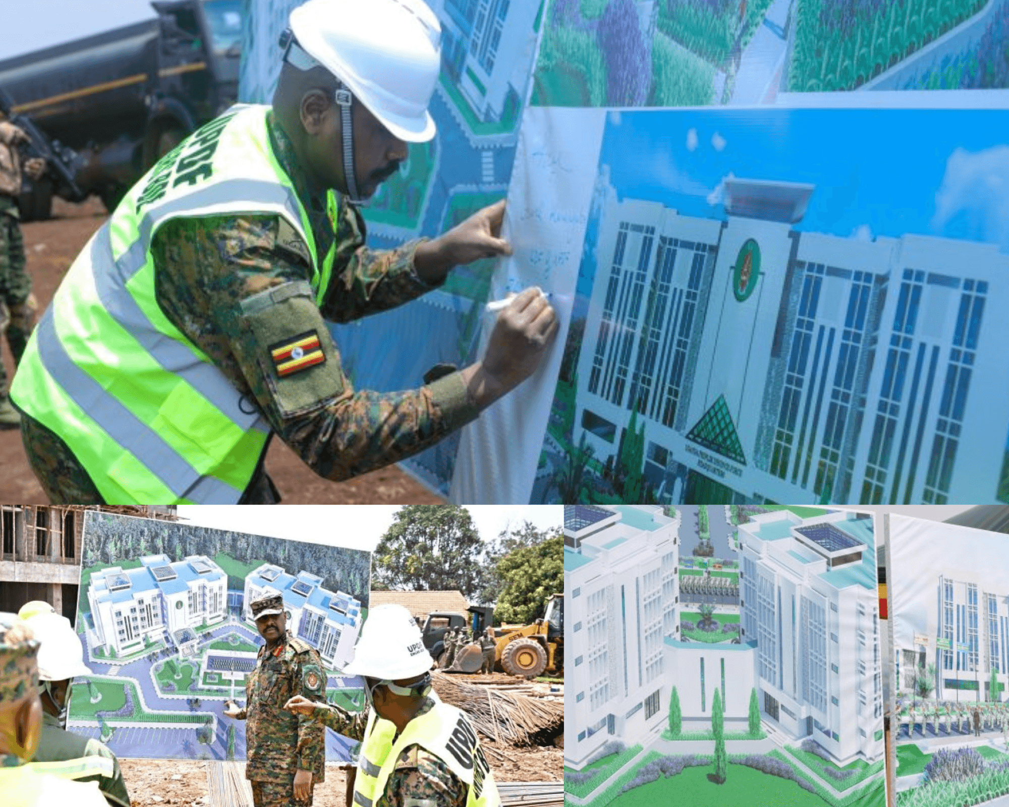 MODVA twin-tower headquarters under construction in Mbuya, Kampala, inspected by CDF Gen. Muhoozi Kainerugaba.