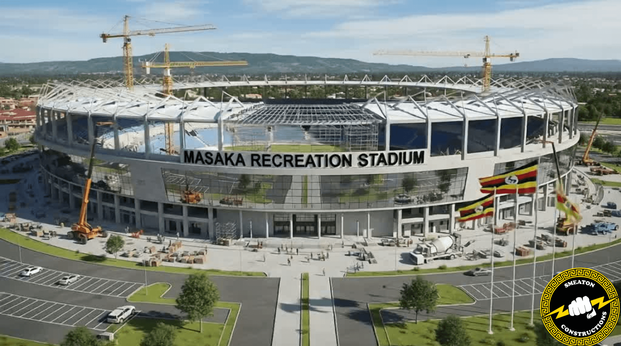 Masaka National Stadium under construction in Uganda with 15,000 seating capacity
