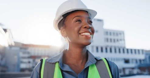 Engineers and site workers on an East African construction site