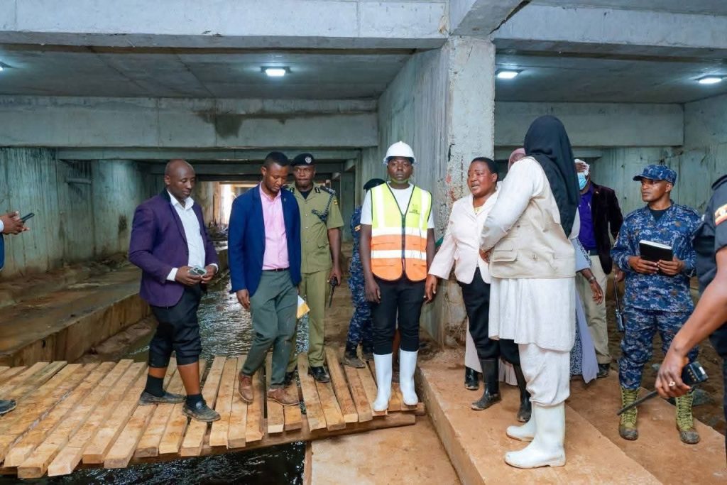 Kampala city officials inspecting Nakivubo Channel project