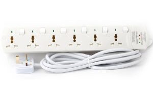 6-Way Extension Socket – Power Strip with Switch (13A, White)