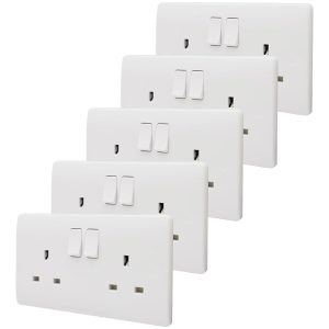 Double Socket Outlet 13A – Switched Wall Socket (White)