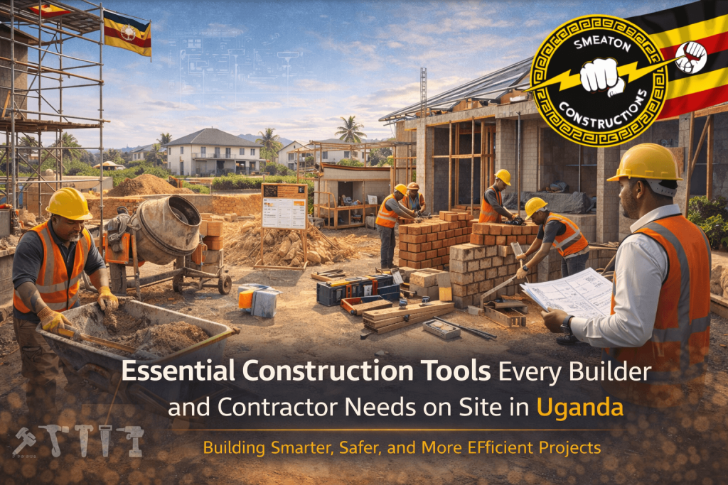 essential construction tools used on building sites in Uganda