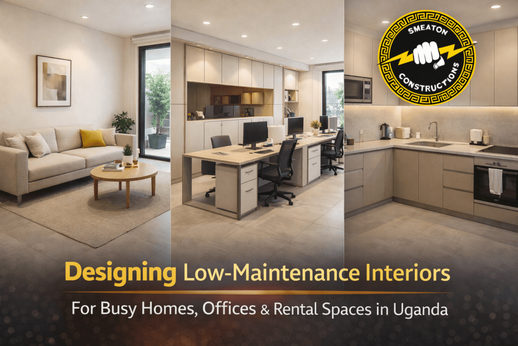 designing low maintenance interiors for busy homes offices and rental spaces in Uganda