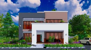 Modern 5 Bedroom Double Storey House Plans with Balcony and Veranda