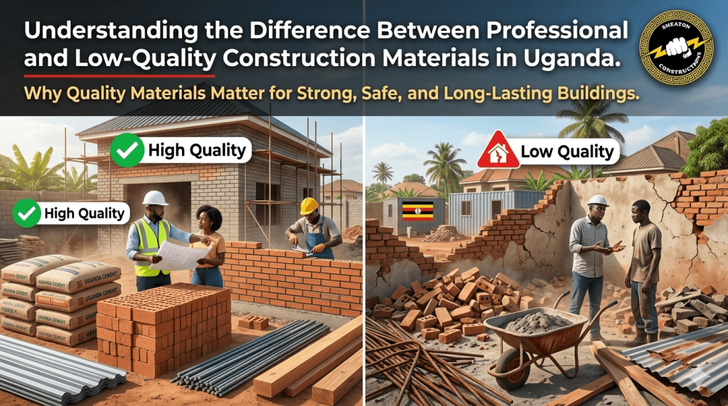 difference between professional and low quality construction materials in Uganda
