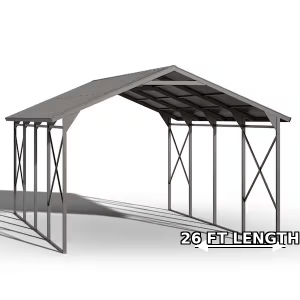 20×26 FT Heavy Duty Metal Carport – 2 Car Steel Garage Shelter