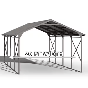20×20 FT Heavy Duty Metal Carport – 2 Car Steel Parking Shelter